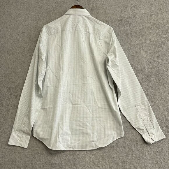NEW Calvin Klein Men's M Button Down Dress Shirt White Checker Regular Fit - Picture 3 of 9